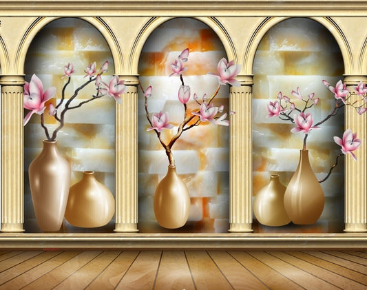 Avikalp MWZ0071 White Pink Flowers Branches 3D HD Wallpaper