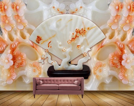 Avikalp MWZ0087 White Orange Flowers Branches HD Wallpaper