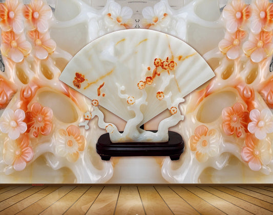 Avikalp MWZ0087 White Orange Flowers Branches 3D HD Wallpaper