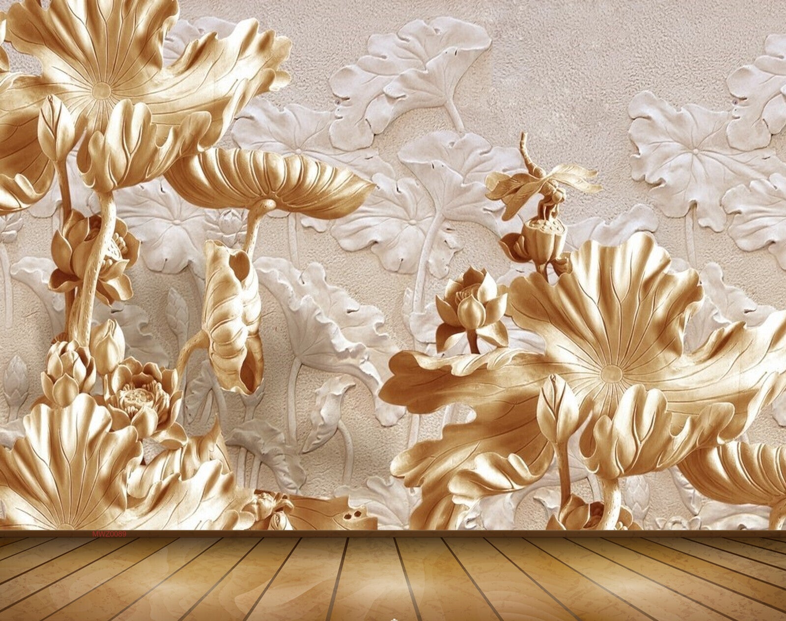 Avikalp MWZ0089 Golden White Flowers 3D HD Wallpaper Avikalp MWZ0089 Golden White Flowers 3D HD Wallpaper