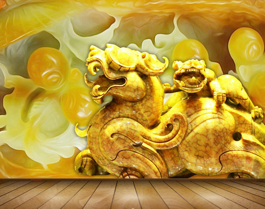 Avikalp MWZ0091 Yellow White Animal 3D HD Wallpaper