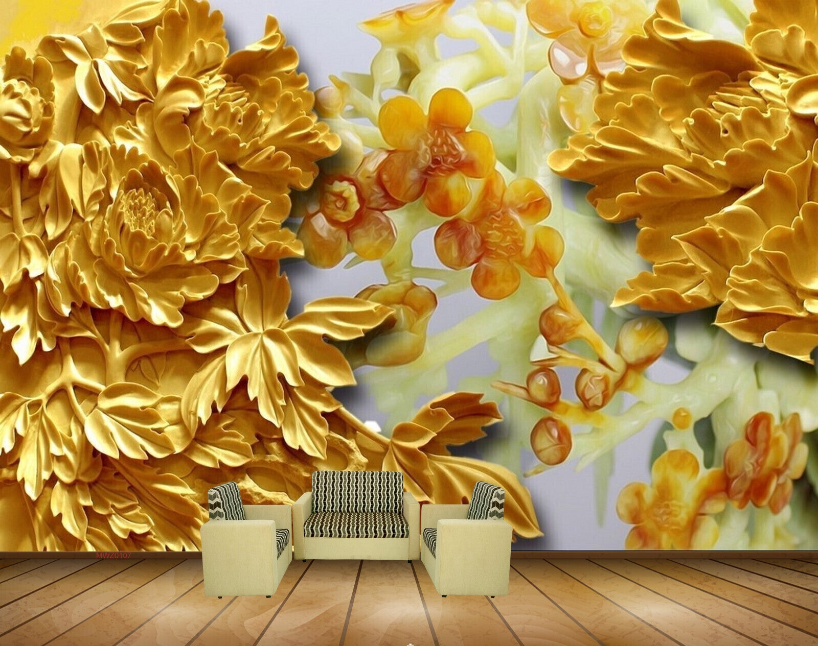 Yellow 3d Paint Wallpapers Yellow 3d Design Mural Wallpaper, PVC