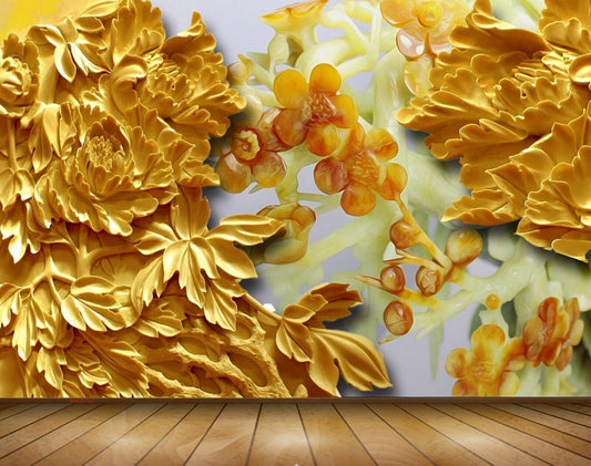 Avikalp MWZ0107 Yellow White Flowers 3D HD Wallpaper