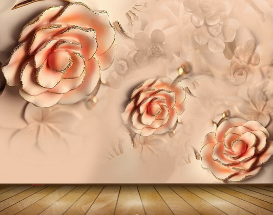 Avikalp MWZ0108 Pink White Flowers 3D HD Wallpaper