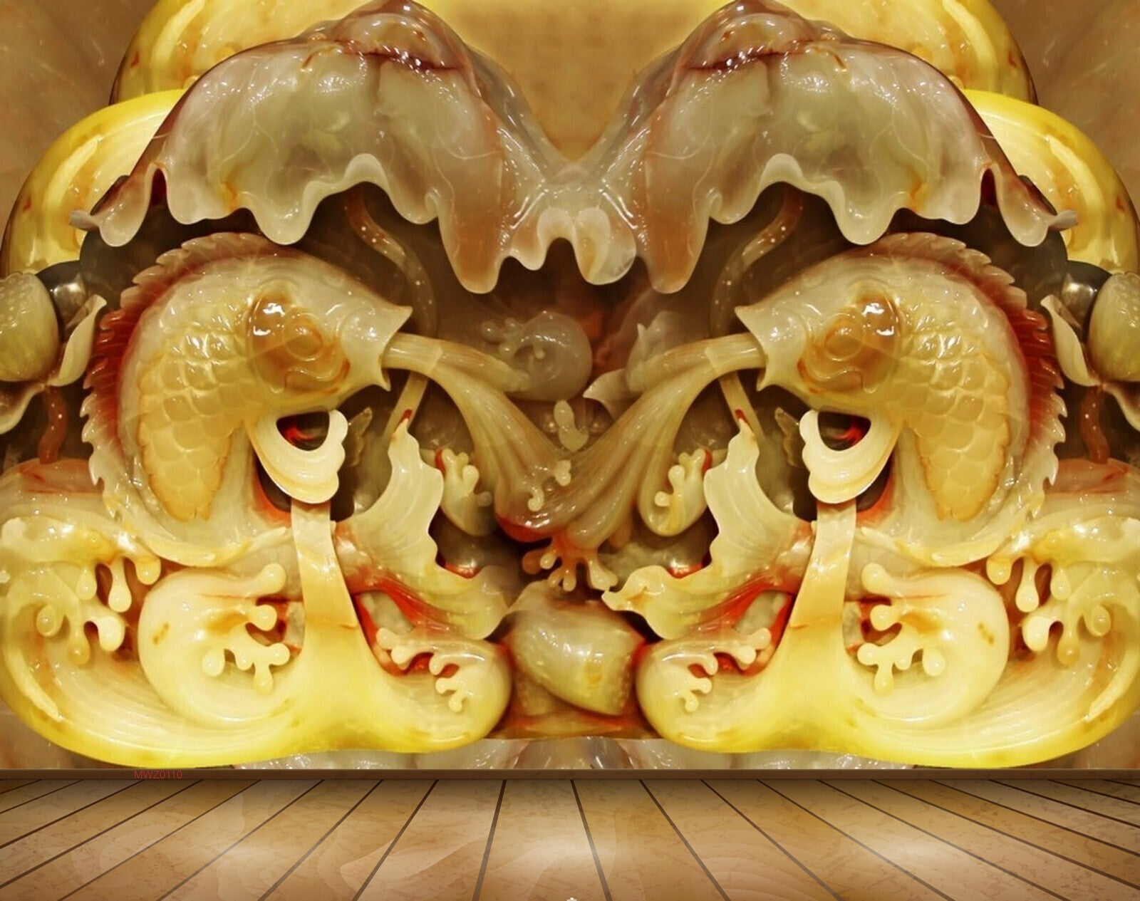 Avikalp MWZ0110 Golden Fishes Shells 3D HD Wallpaper Avikalp MWZ0110 Golden Fishes Shells 3D HD Wallpaper