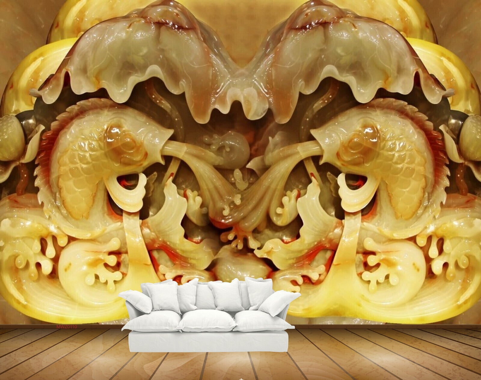 Avikalp MWZ0110 Golden Fishes Shells 3D HD Wallpaper Avikalp MWZ0110 Golden Fishes Shells 3D HD Wallpaper