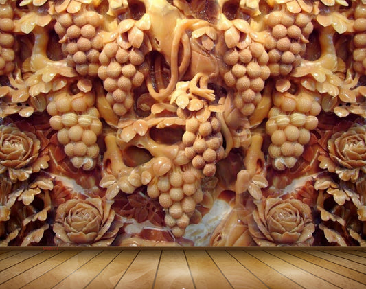 Avikalp MWZ0112 Red Flowers Grapes 3D HD Wallpaper