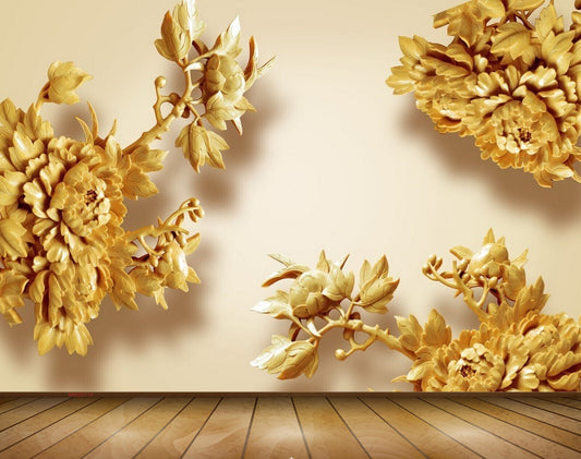 Avikalp MWZ0114 Yellow Flowers 3D HD Wallpaper