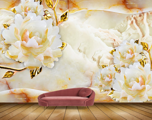 Avikalp MWZ0120 White Orange Flowers HD Wallpaper