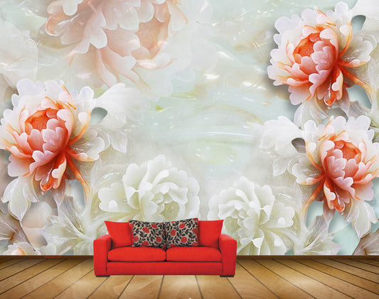 Avikalp MWZ0137 White Orange Flowers HD Wallpaper