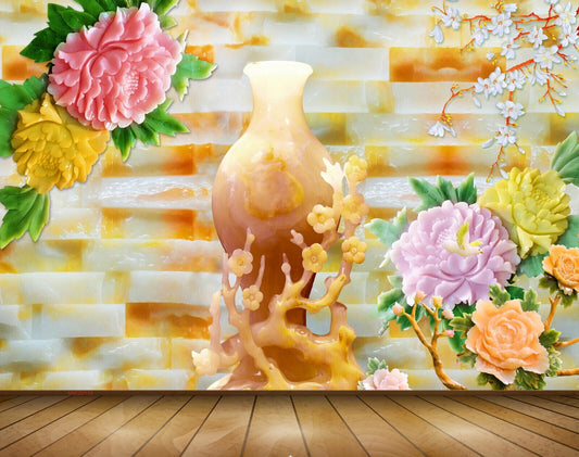 Avikalp MWZ0139 Pink Yellow Orange White Flowers 3D HD Wallpaper