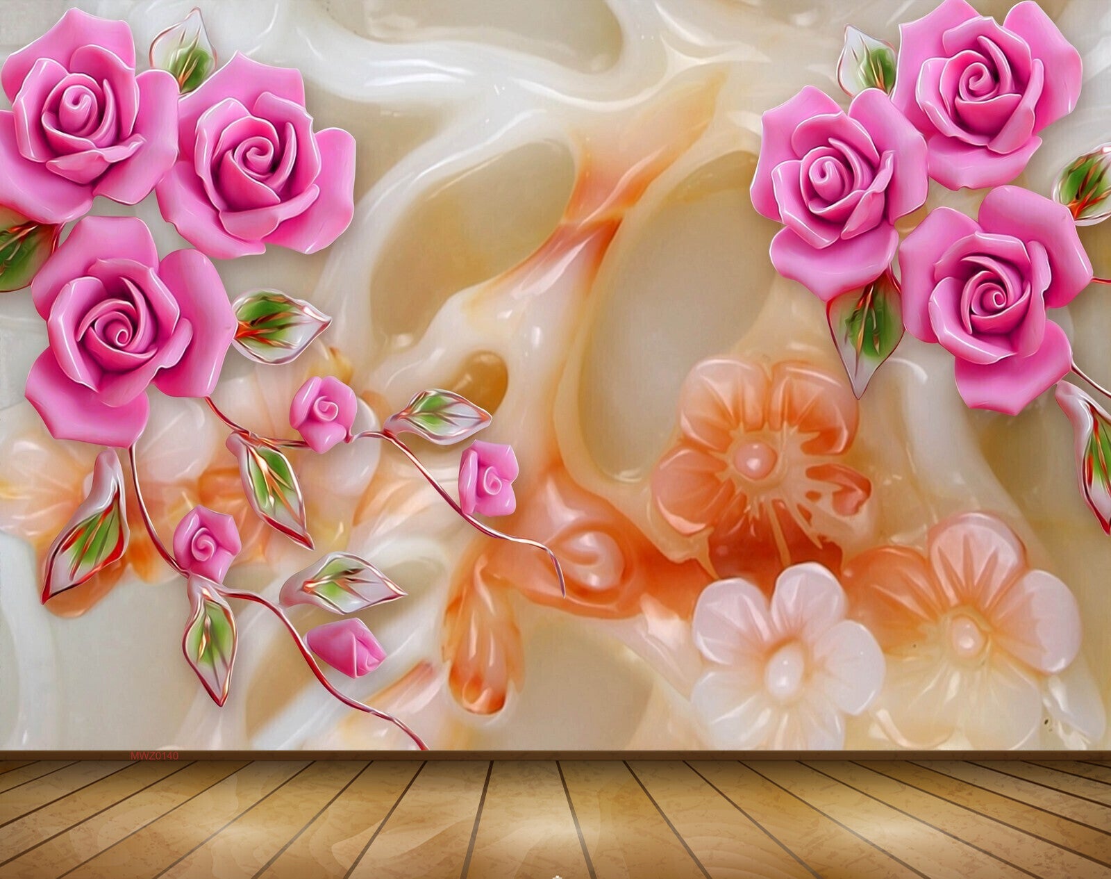 Avikalp MWZ0140 Pink Flowers Leaves 3D HD Wallpaper Avikalp MWZ0140 Pink Flowers Leaves 3D HD Wallpaper