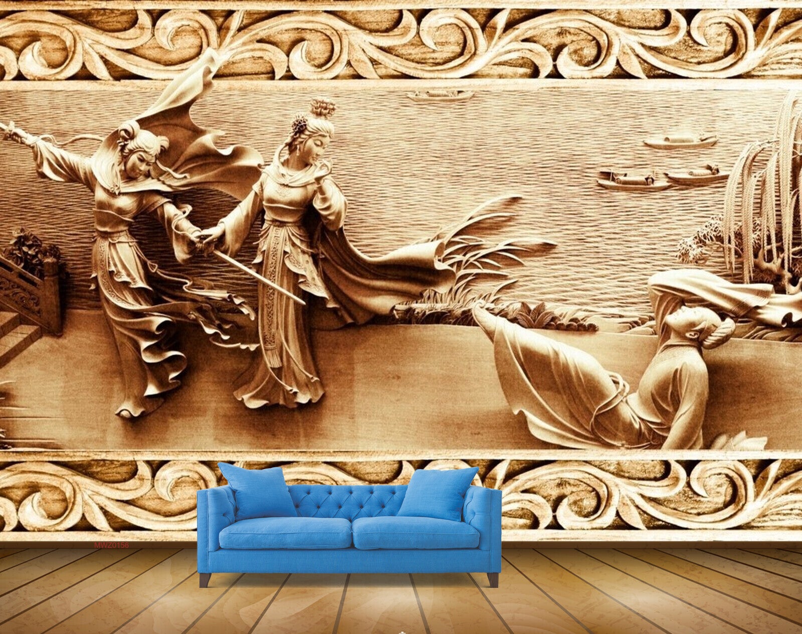 Avikalp MWZ0156 River People Boats Plants 3D HD Wallpaper Avikalp MWZ0156 River People Boats Plants 3D HD Wallpaper