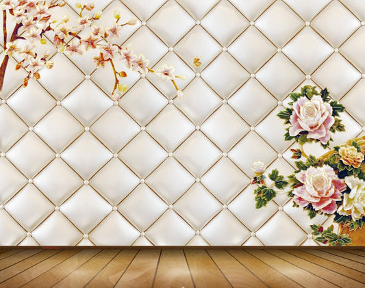 Avikalp MWZ0162 Pink White Orange Flowers Branches 3D HD Wallpaper