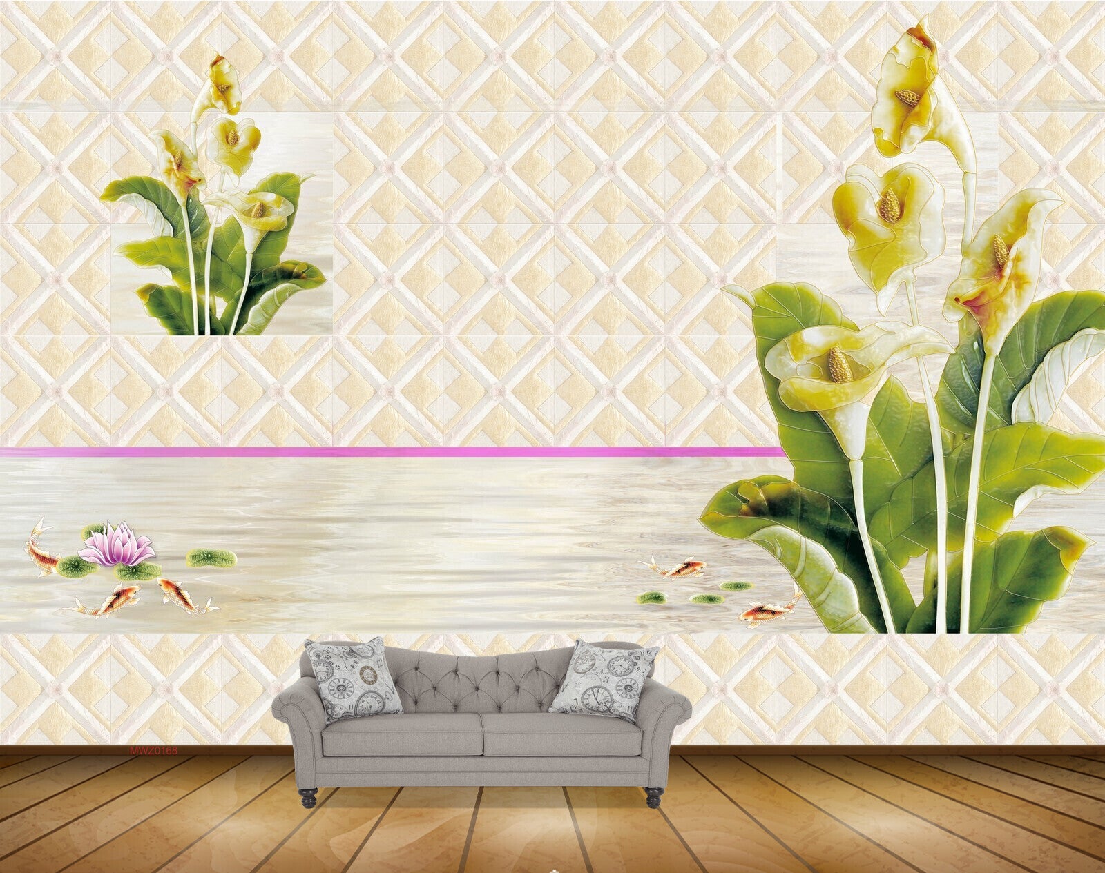 Avikalp MWZ0168 Mustard Flowers Plants Fishes Pink Lotus 3D HD Wallpaper Avikalp MWZ0168 Mustard Flowers Plants Fishes Pink Lotus 3D HD Wallpaper