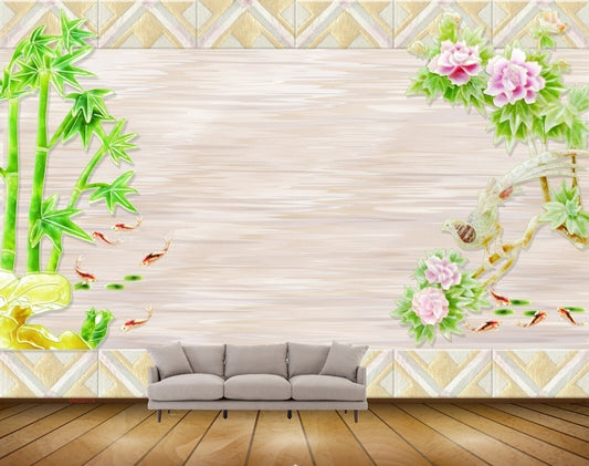 Avikalp MWZ0173 Plants Pink Flowers Fishes HD Wallpaper