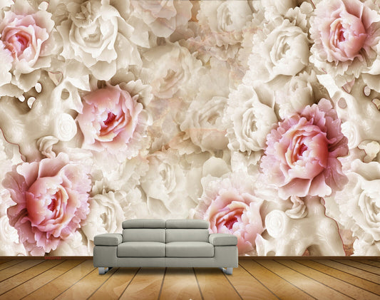 Avikalp MWZ0183 White Pink Flowers HD Wallpaper