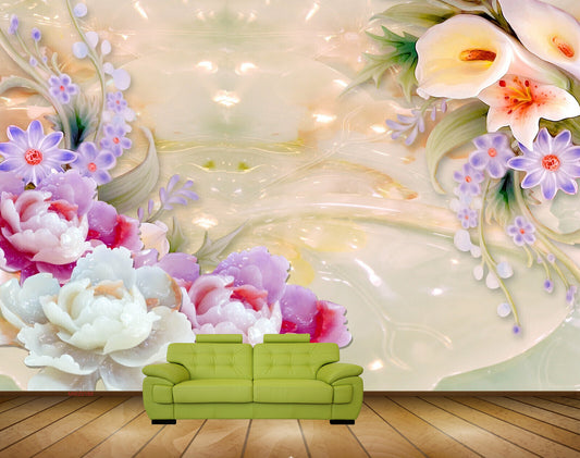 Avikalp MWZ0188 Tulips Purple White Pink Flowers HD Wallpaper