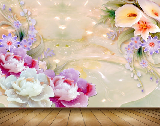 Avikalp MWZ0188 Tulips Purple White Pink Flowers 3D HD Wallpaper