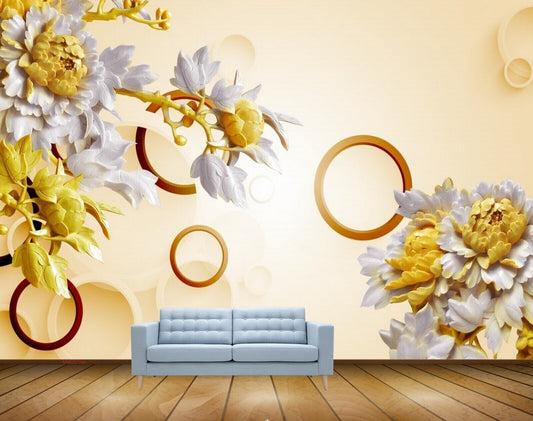 Avikalp MWZ0190 White Yellow Flowers Branches HD Wallpaper