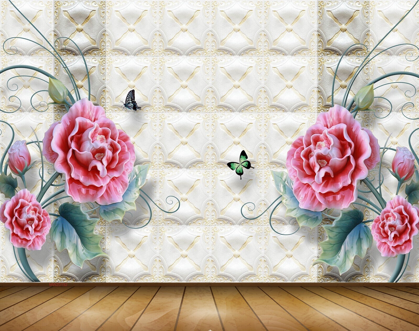 Avikalp MWZ0192 Pink Flowers Butterflies 3D HD Wallpaper Avikalp MWZ0192 Pink Flowers Butterflies 3D HD Wallpaper
