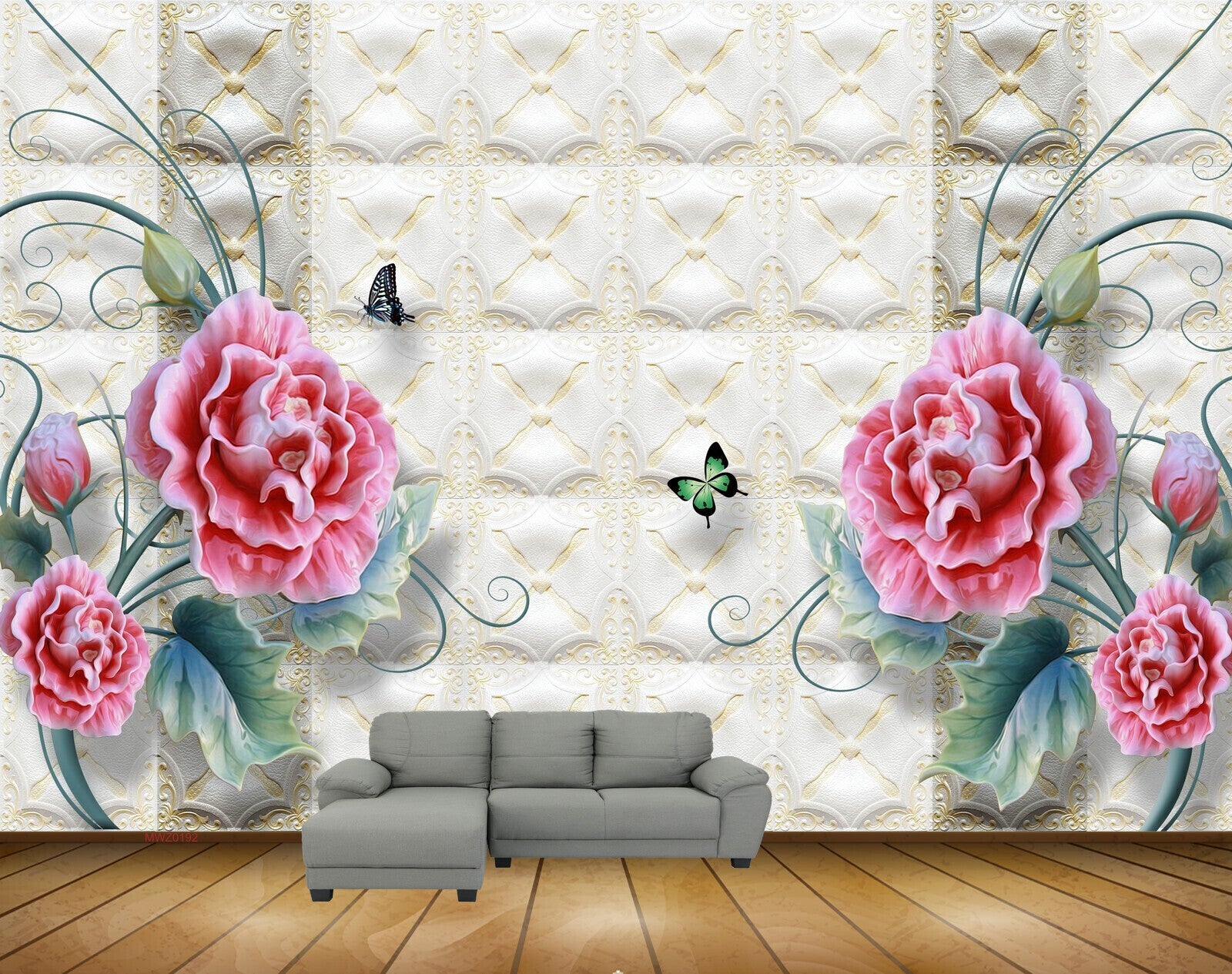 Avikalp MWZ0192 Pink Flowers Butterflies 3D HD Wallpaper Avikalp MWZ0192 Pink Flowers Butterflies 3D HD Wallpaper