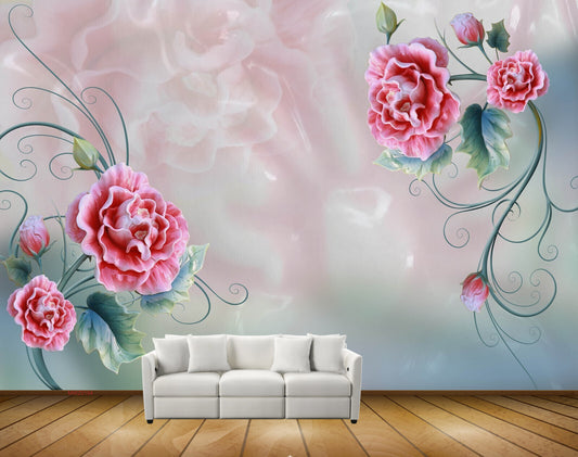 Avikalp MWZ0194 Pink Flowers Branches HD Wallpaper