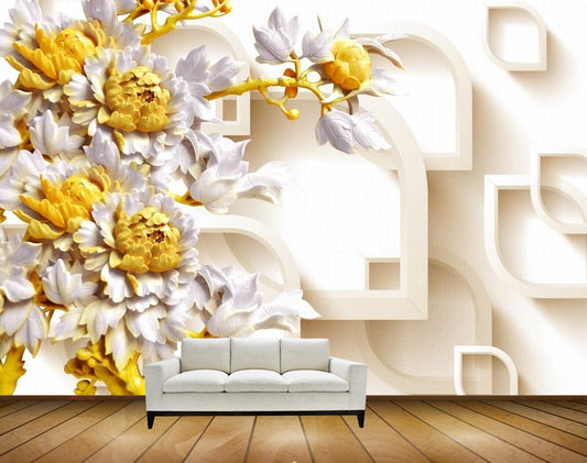 Avikalp MWZ0196 White Yellow Flowers HD Wallpaper