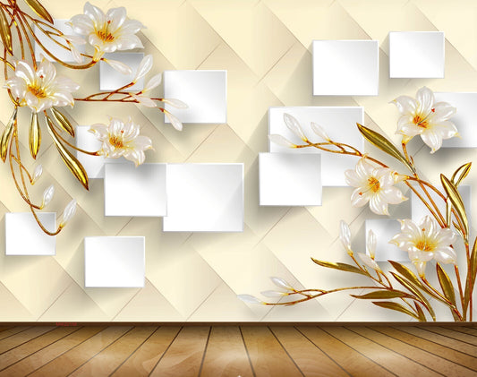 Avikalp MWZ0198 White Yellow Flowers 3D HD Wallpaper