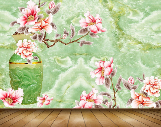 Avikalp MWZ0201 Pink White Flowers Plants 3D HD Wallpaper