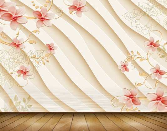 Avikalp MWZ0203 White Red Flowers Branches 3D HD Wallpaper