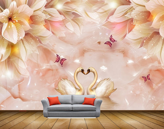 Avikalp MWZ0206 White Yellow Flowers Butterflies HD Wallpaper