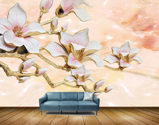 Avikalp MWZ0209 White Pink Flowers Branches HD Wallpaper