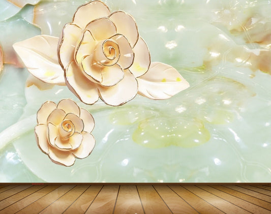 Avikalp MWZ0213 Pink White Flowers 3D HD Wallpaper