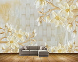 Avikalp MWZ0214 White Golden Flowers 3D HD Wallpaper Avikalp MWZ0214 White Golden Flowers 3D HD Wallpaper