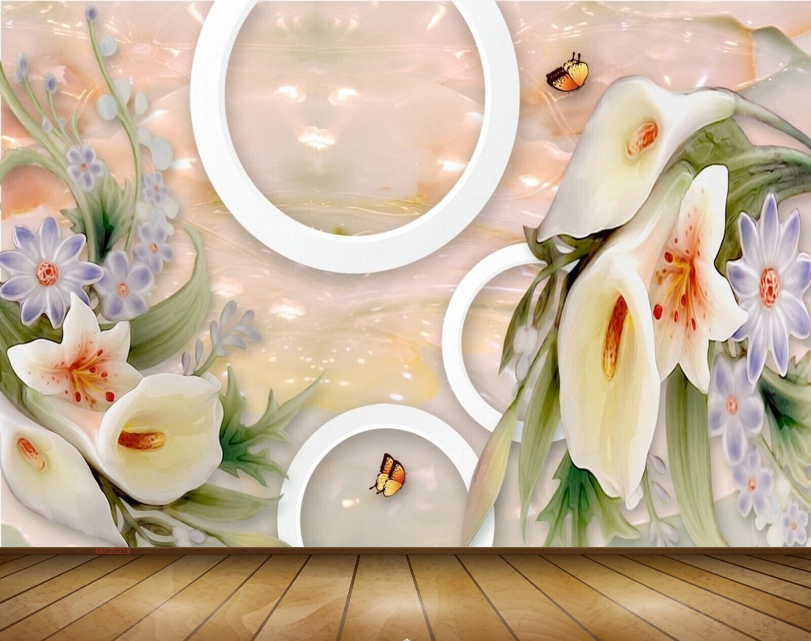 Avikalp MWZ0219 Tulips Purple Flowers Butterflies 3D HD Wallpaper Avikalp MWZ0219 Tulips Purple Flowers Butterflies 3D HD Wallpaper