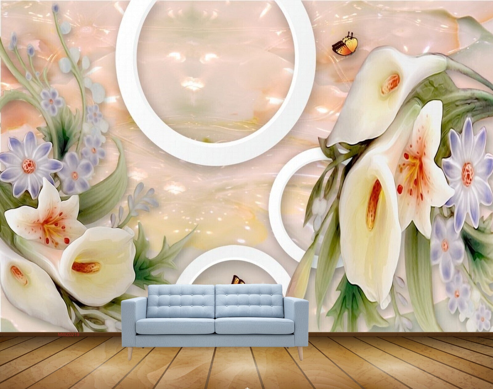 Avikalp MWZ0219 Tulips Purple Flowers Butterflies 3D HD Wallpaper Avikalp MWZ0219 Tulips Purple Flowers Butterflies 3D HD Wallpaper