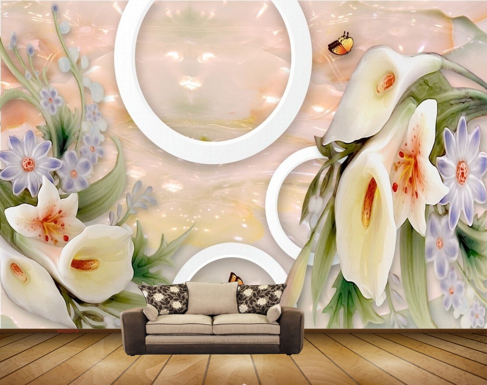 Avikalp MWZ0219 Tulips Purple Flowers Butterflies 3D HD Wallpaper Avikalp MWZ0219 Tulips Purple Flowers Butterflies 3D HD Wallpaper