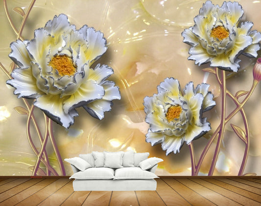 Avikalp MWZ0224 White Yellow Flowers HD Wallpaper