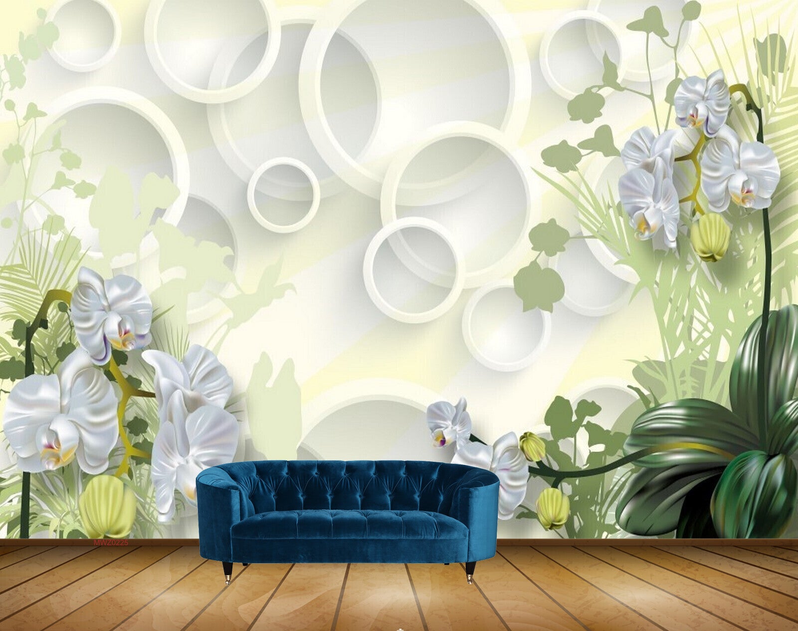 Avikalp MWZ0225 White Green Flower Plants 3D HD Wallpaper Avikalp MWZ0225 White Green Flower Plants 3D HD Wallpaper