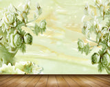 Avikalp MWZ0227 White Green Flowers Branches Birds 3D HD Wallpaper Avikalp MWZ0227 White Green Flowers Branches Birds 3D HD Wallpaper