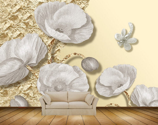 Avikalp MWZ0232 White Flowers Flies HD Wallpaper