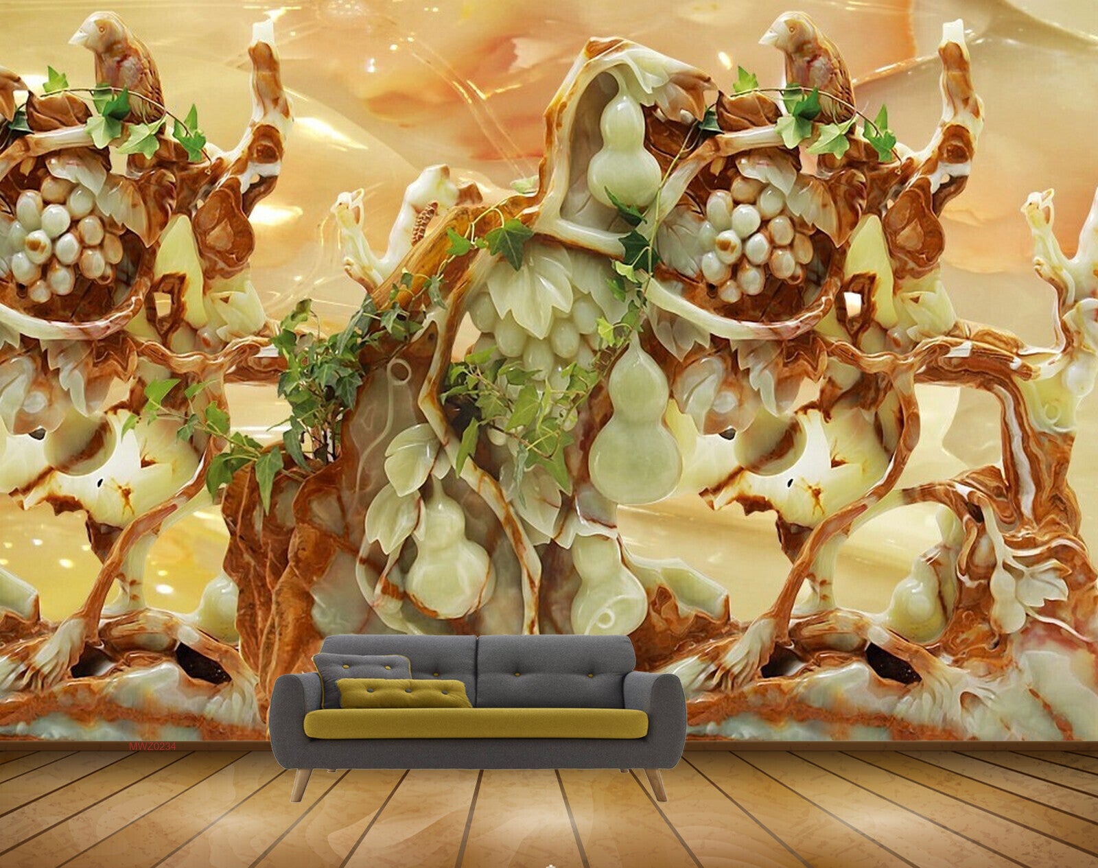 Avikalp MWZ0234 White Orange Birds Branches Eggs 3D HD Wallpaper Avikalp MWZ0234 White Orange Birds Branches Eggs 3D HD Wallpaper