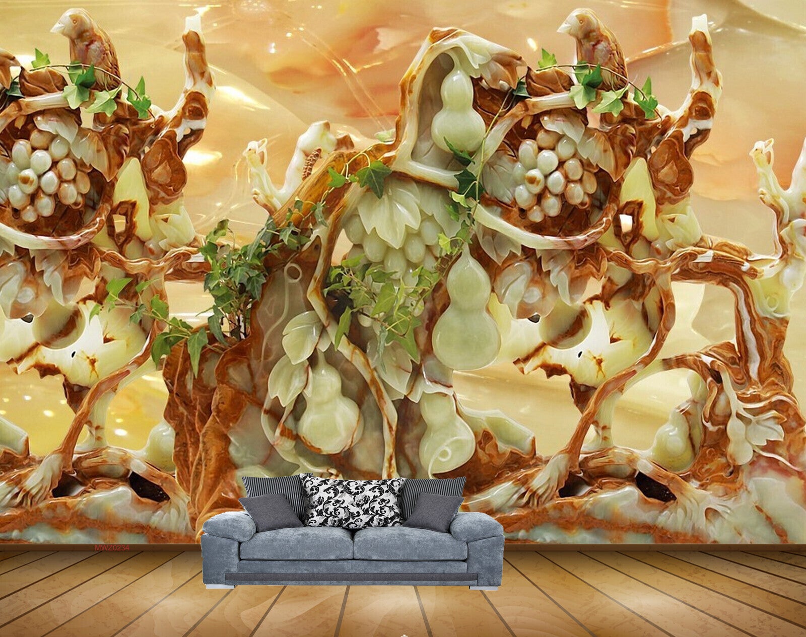 Avikalp MWZ0234 White Orange Birds Branches Eggs 3D HD Wallpaper Avikalp MWZ0234 White Orange Birds Branches Eggs 3D HD Wallpaper