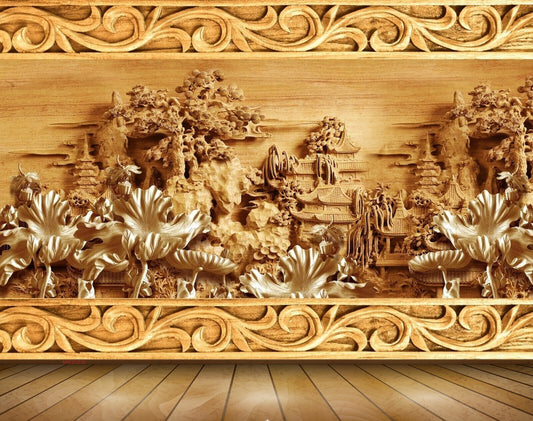 Avikalp MWZ0236 White Red Plants Houses 3D HD Wallpaper