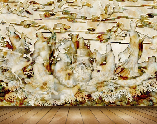 Avikalp MWZ0240 White Swans Birds People 3D HD Wallpaper