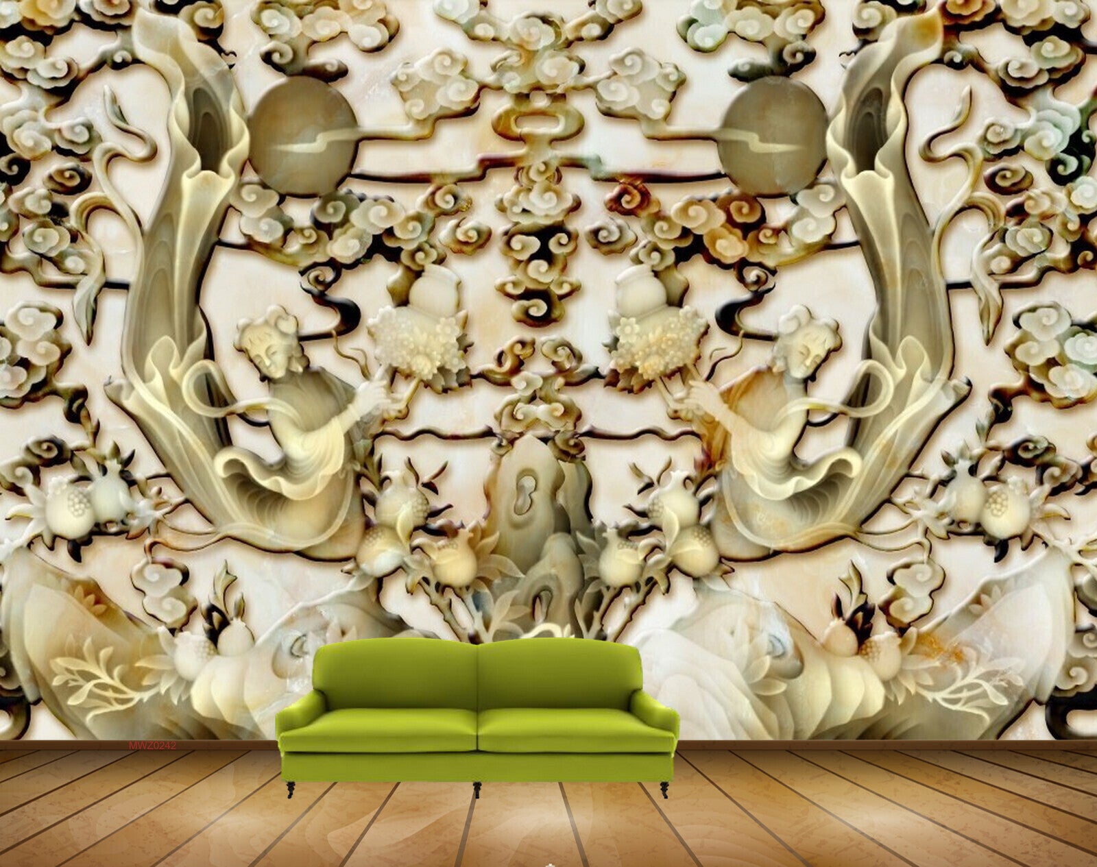 Avikalp MWZ0242 White Green Flowers Plants 3D HD Wallpaper Avikalp MWZ0242 White Green Flowers Plants 3D HD Wallpaper