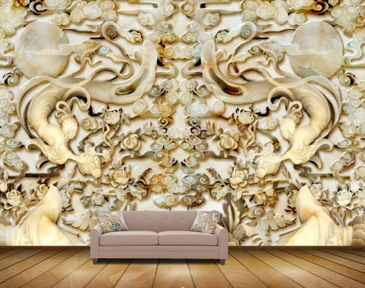 Avikalp MWZ0243 White Brown Flowers People Moon HD Wallpaper