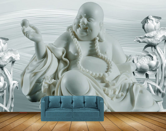 Avikalp MWZ0246 White Blue Laughingbudha Flowers HD Wallpaper