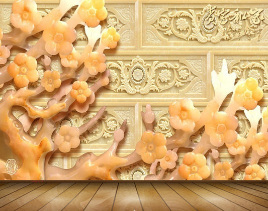 Avikalp MWZ0247 Orange White Flowers Plants 3D HD Wallpaper